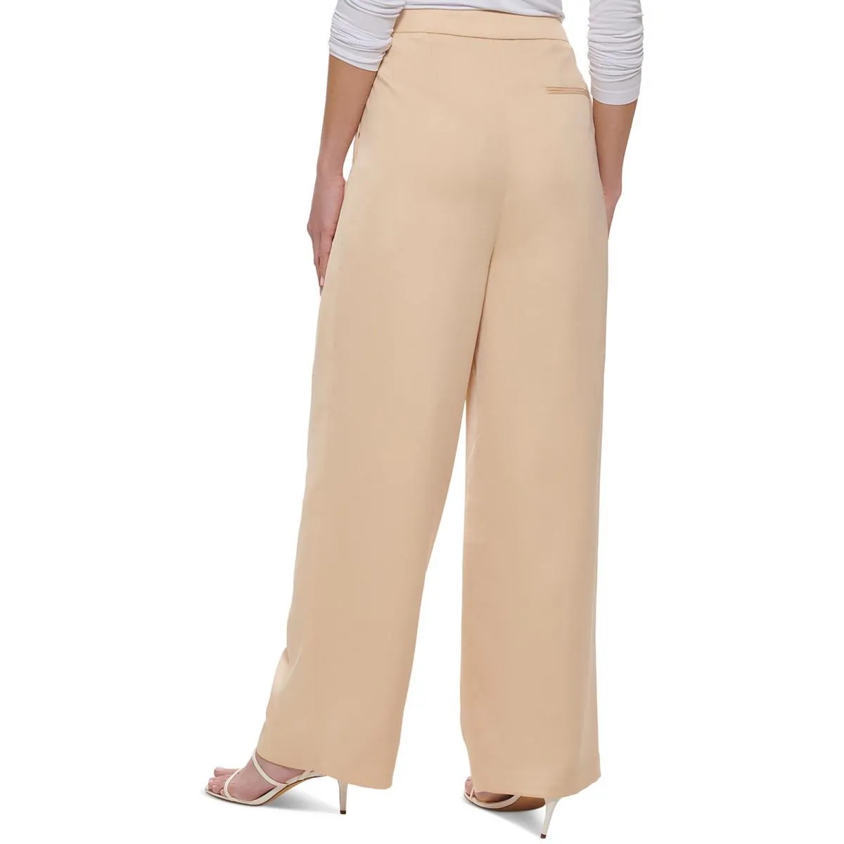 Plus Womens High Rise Pleated Wide Leg Pants