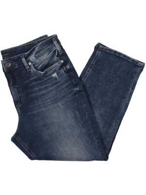 Plus Womens Mid-Rise Stretch Capri Jeans