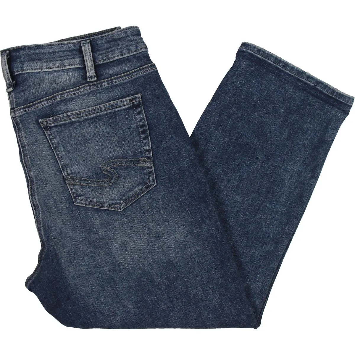 Plus Womens Mid-Rise Stretch Capri Jeans