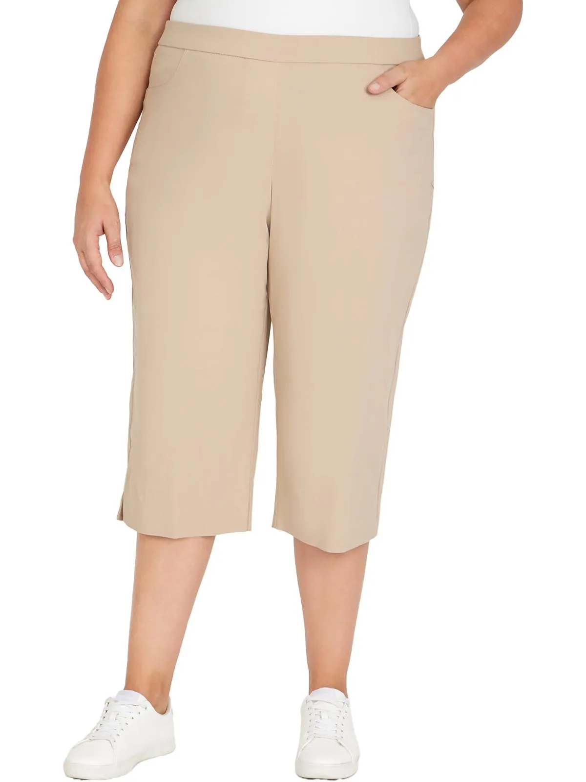 Plus Womens Tummy Slimming Rayon Carpi Pants