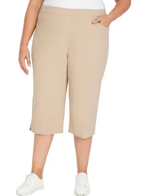 Plus Womens Tummy Slimming Rayon Carpi Pants