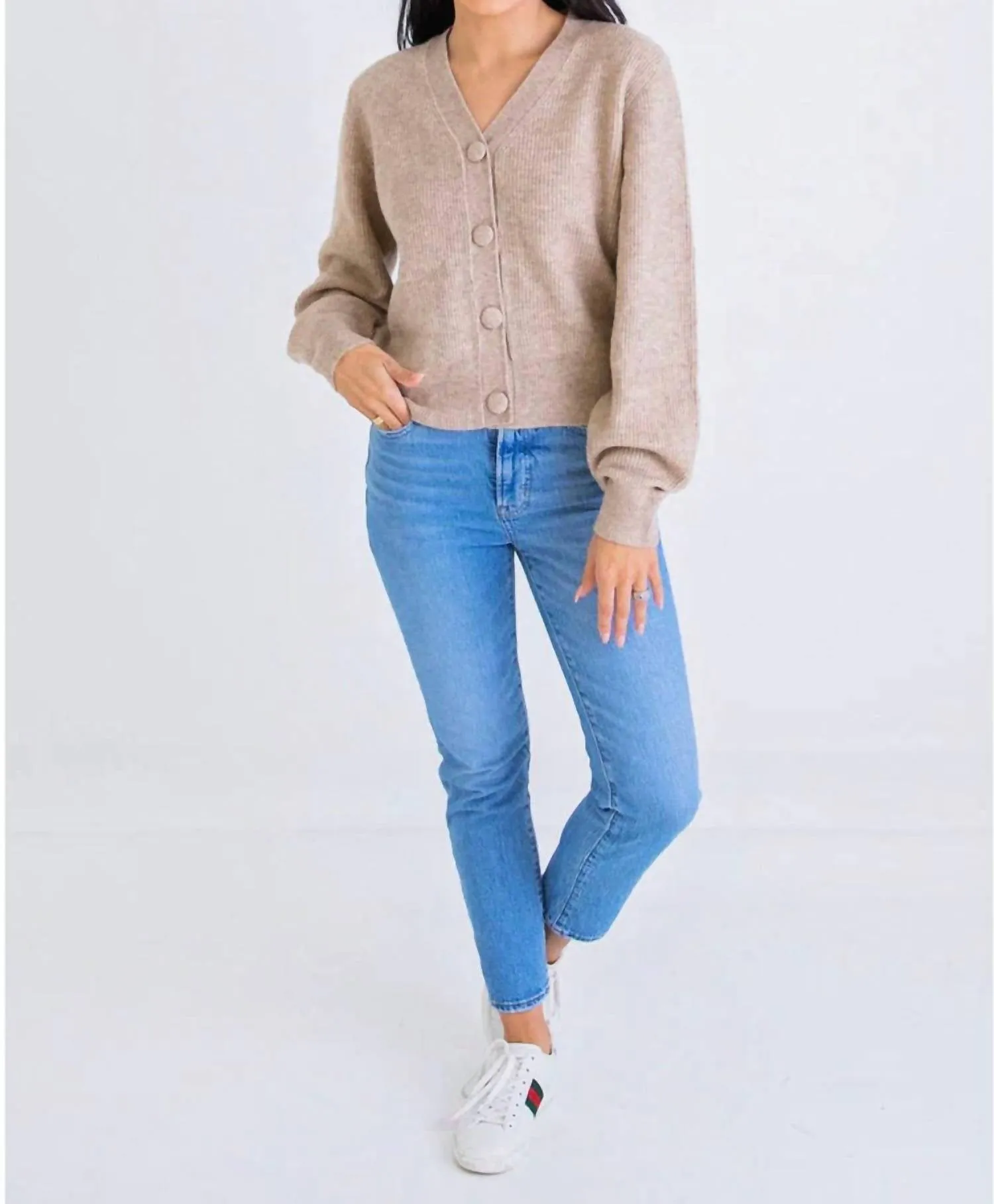 Pocket Sweater Cardigan In Oatmeal