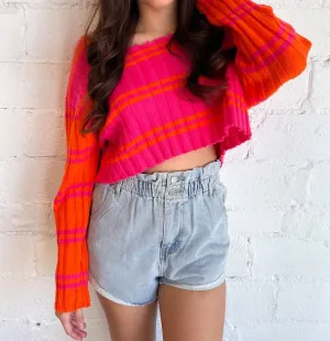 Pop Stripe Sweater In Pink