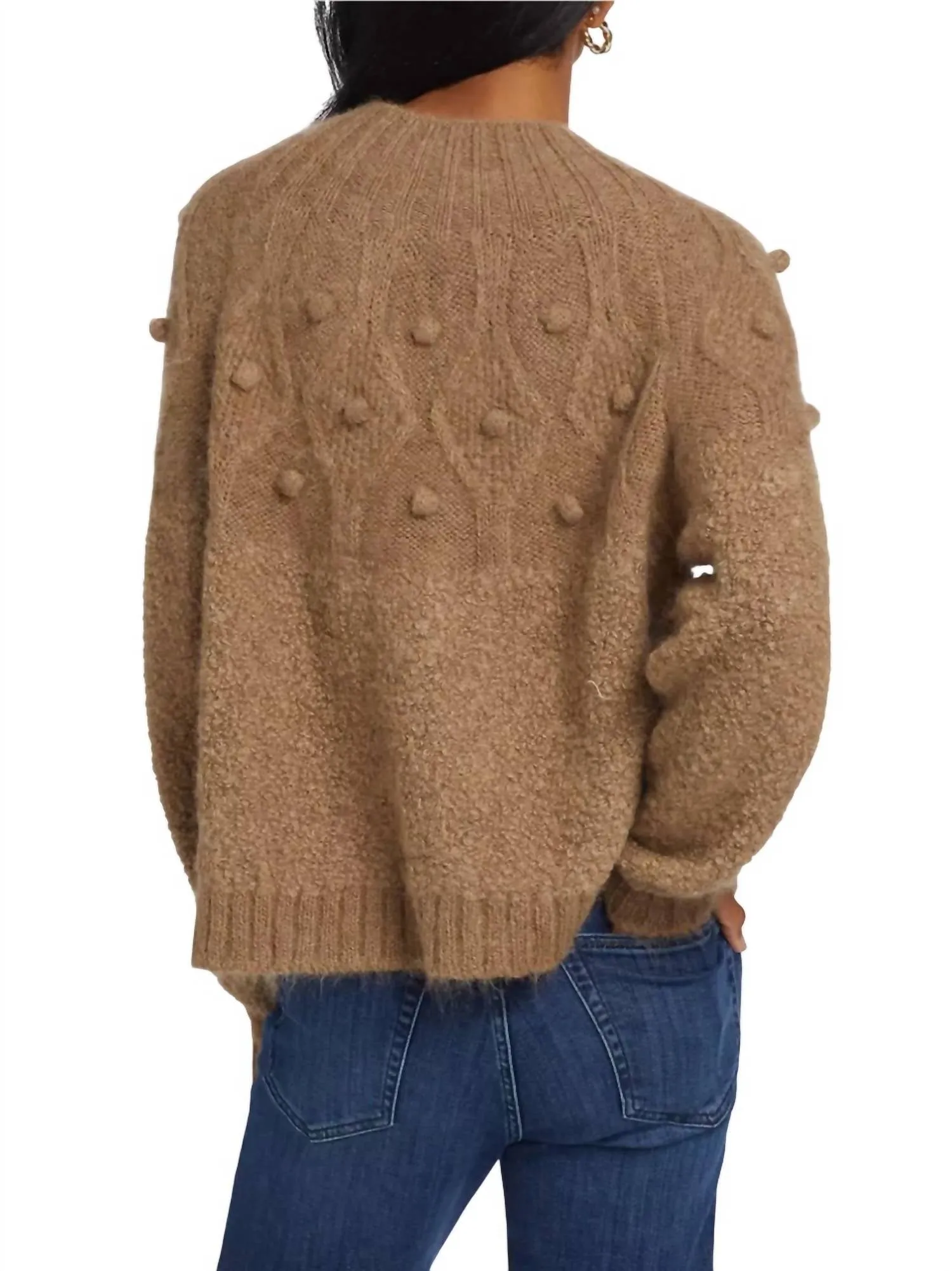 Popcorn Zip Cardigan In Mink
