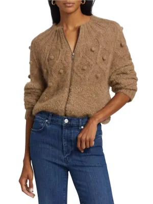 Popcorn Zip Cardigan In Mink