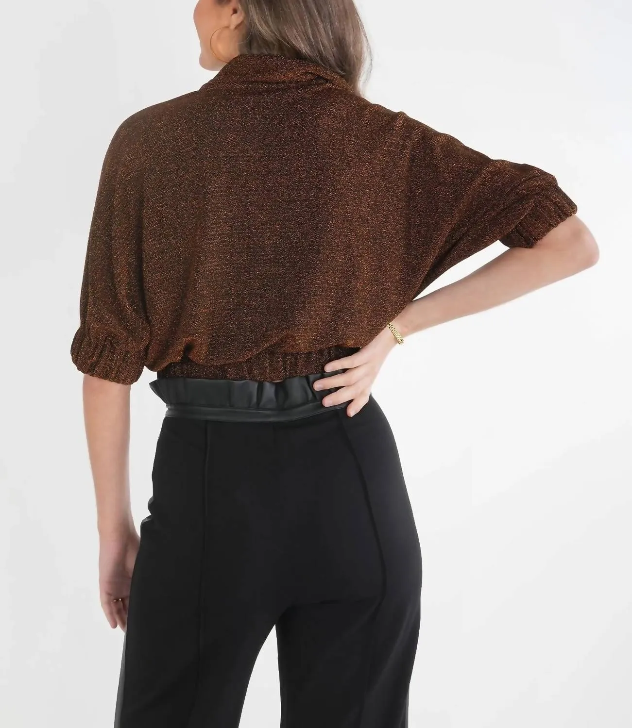 Poppy Crop Sweater In Black Gold