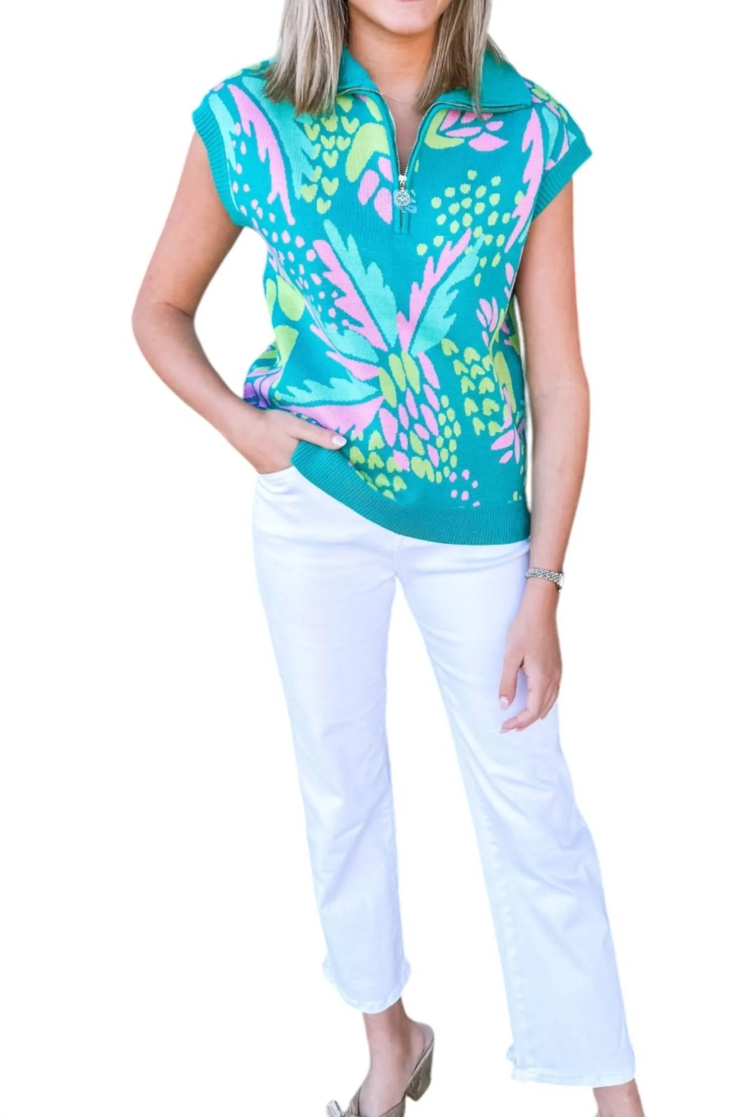 Print Sweater In Green