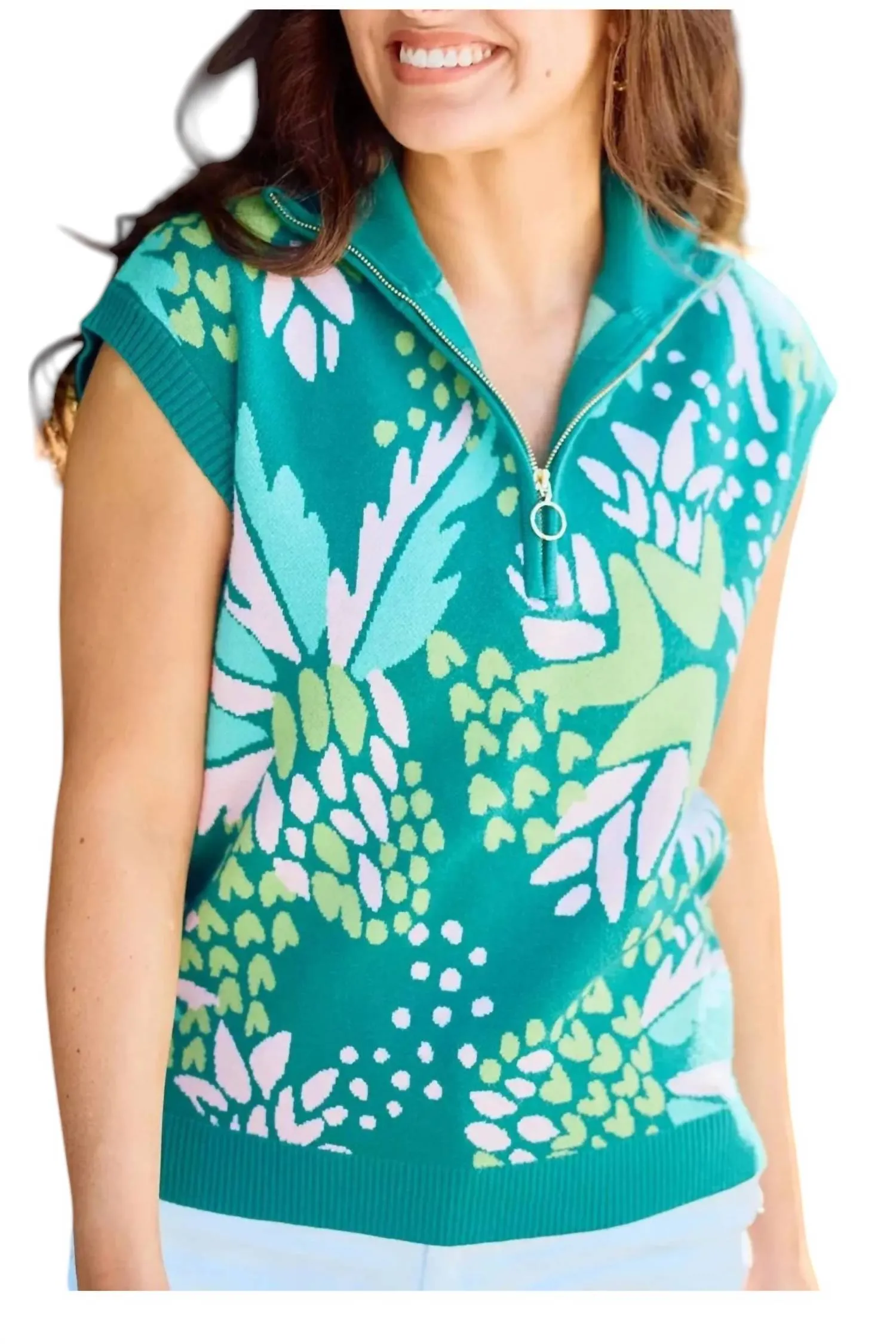 Print Sweater In Green