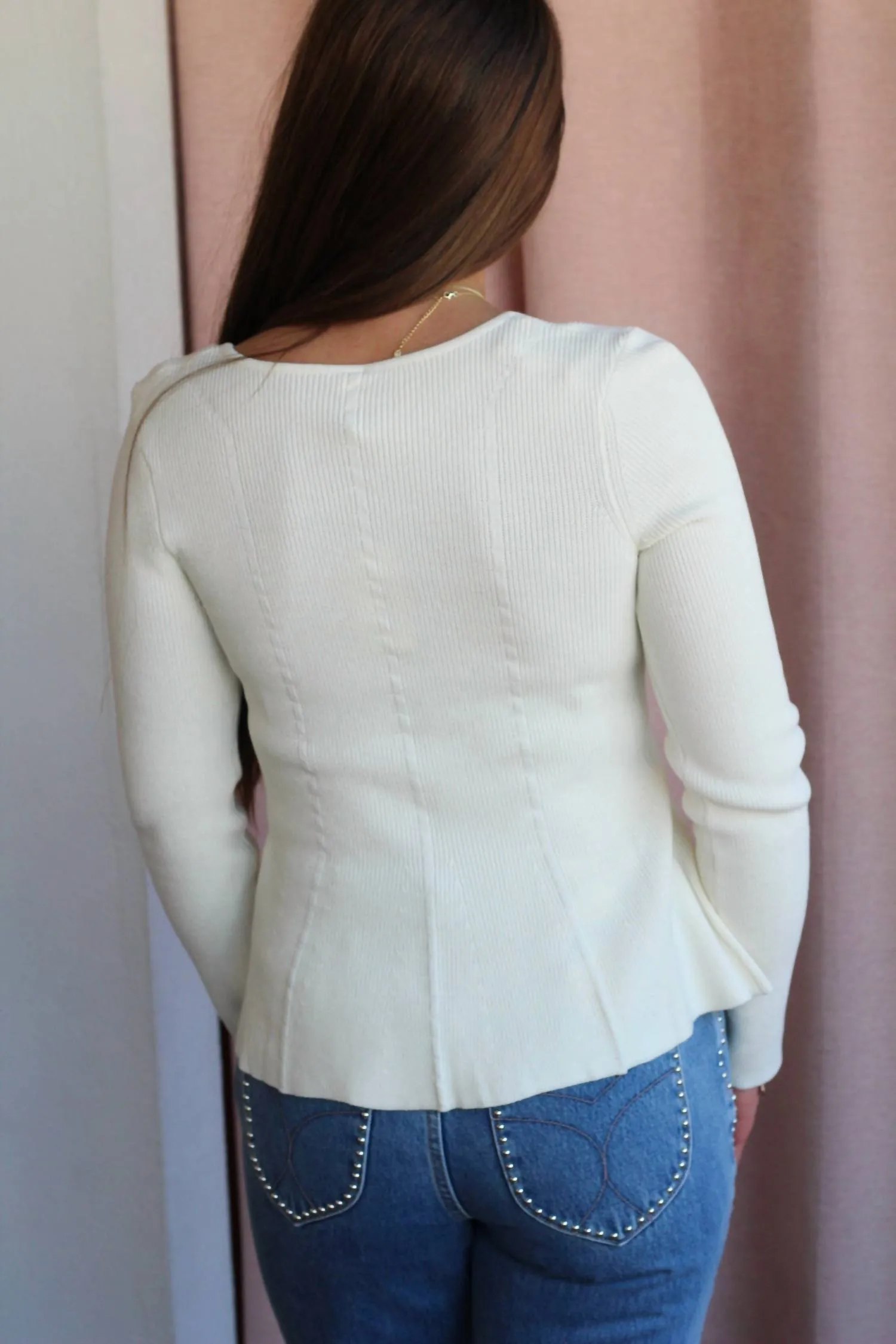 Quinn Peplum Sweater In Cream
