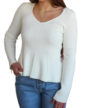 Quinn Peplum Sweater In Cream