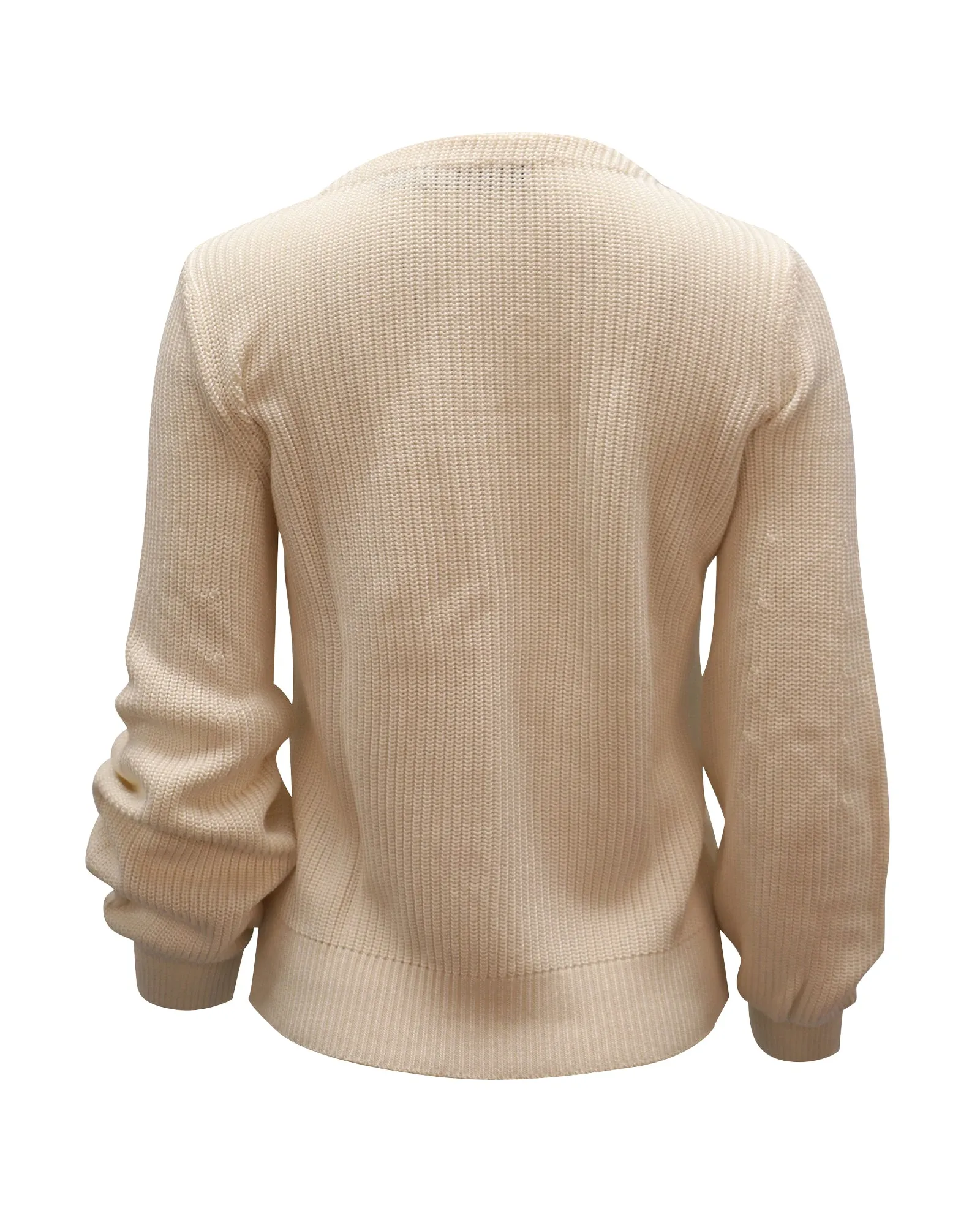 Ralph Lauren Valayna Lace-Up V-Neck Sweater in Ivory Cotton