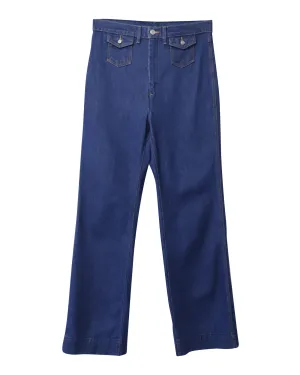 Re/done Straight Leg Denim Jeans in Blue Cotton