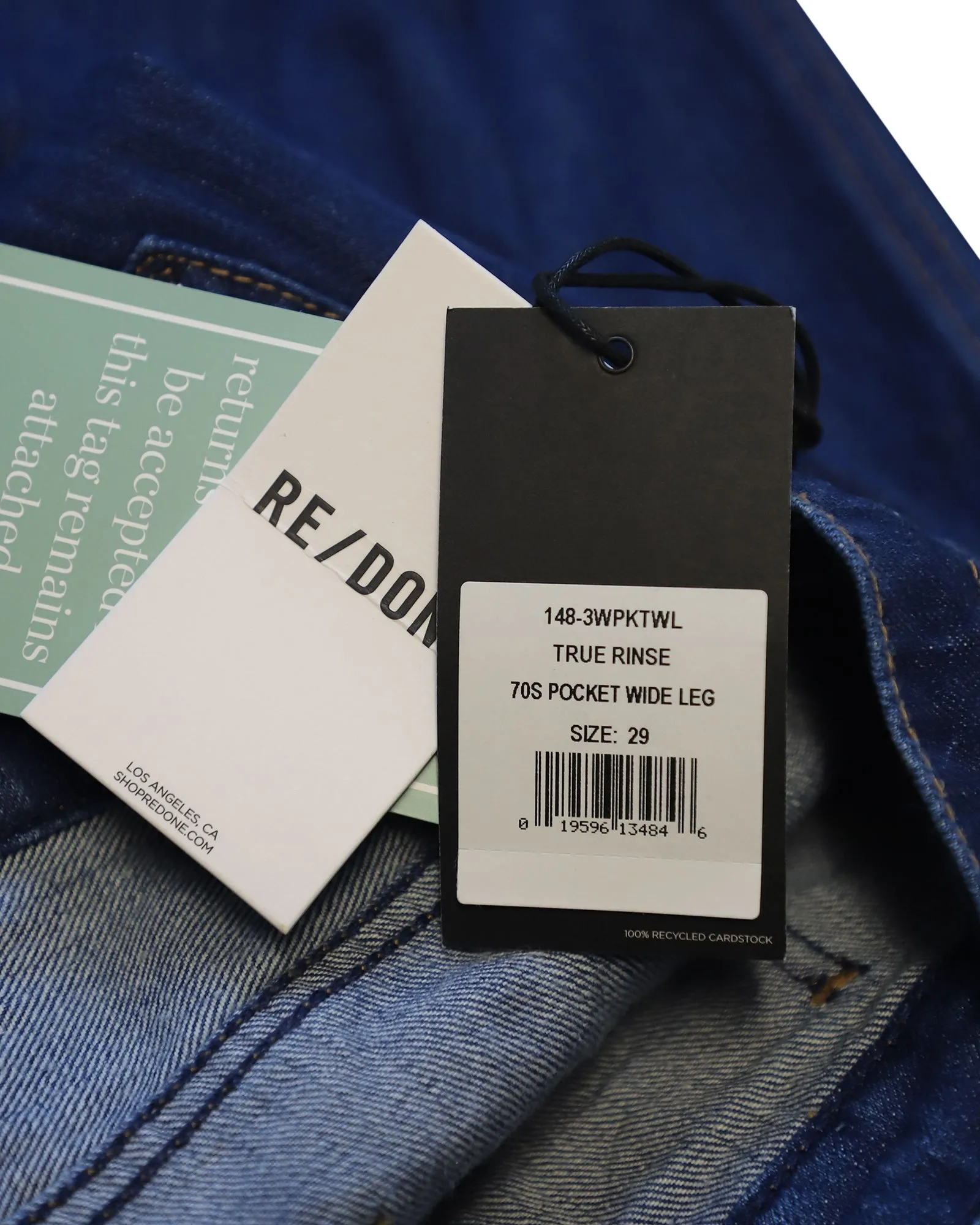 Re/done Straight Leg Denim Jeans in Blue Cotton