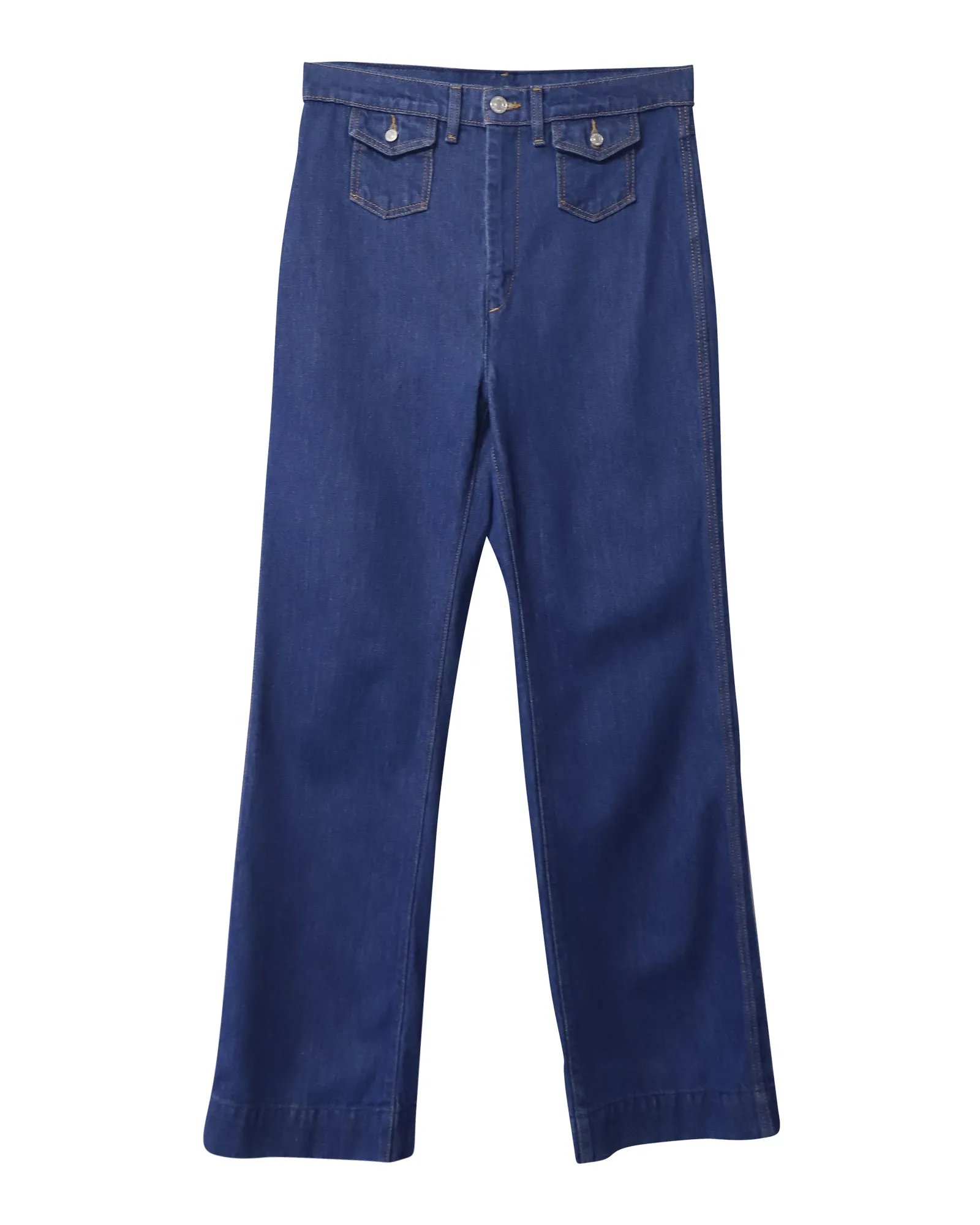 Re/done Straight Leg Denim Jeans in Blue Cotton
