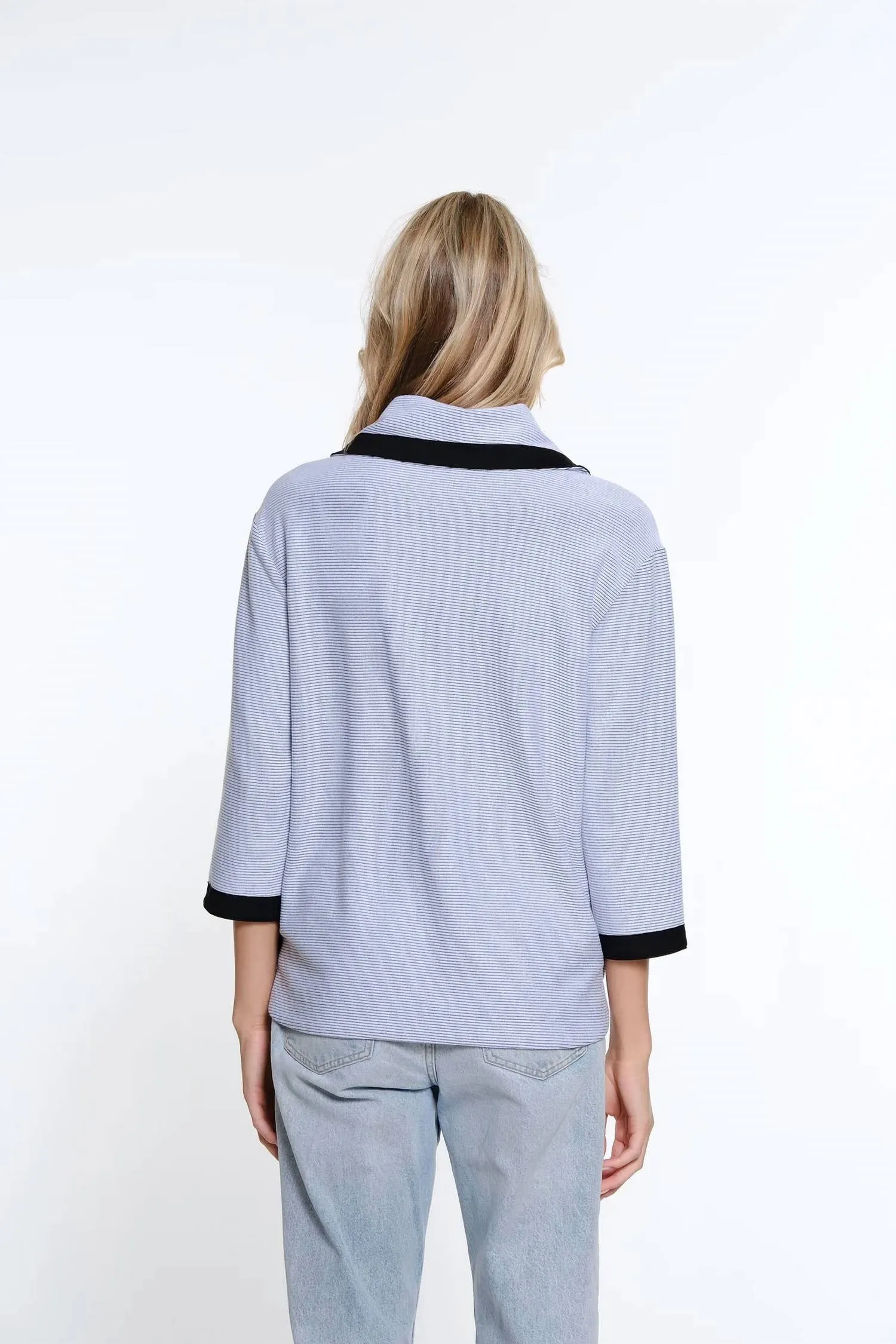 Ribbed Knit Cowl Collar Top In White