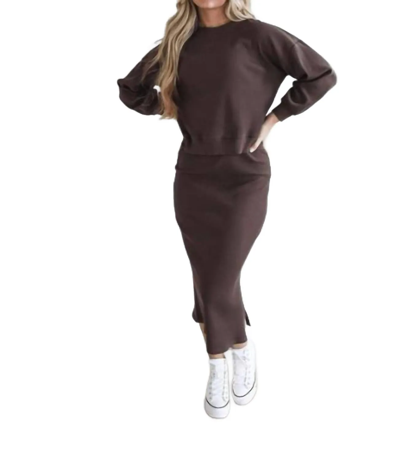 Ribbed Sweater In Brown
