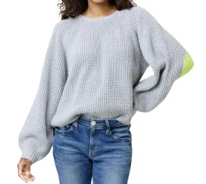 Ricki Imperfect Heart Elbow Sweater In Heather Grey