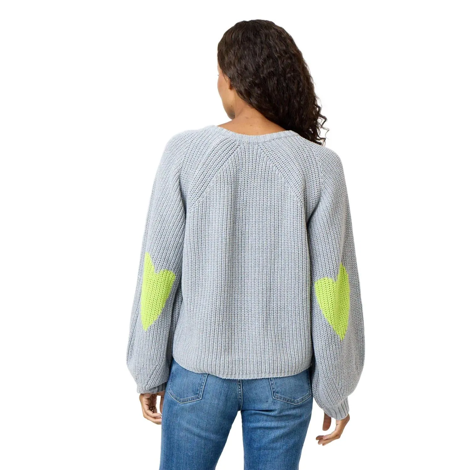 Ricki Imperfect Heart Elbow Sweater In Heather Grey