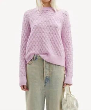 Saanour Pointelle Sweater In Lilac Snow