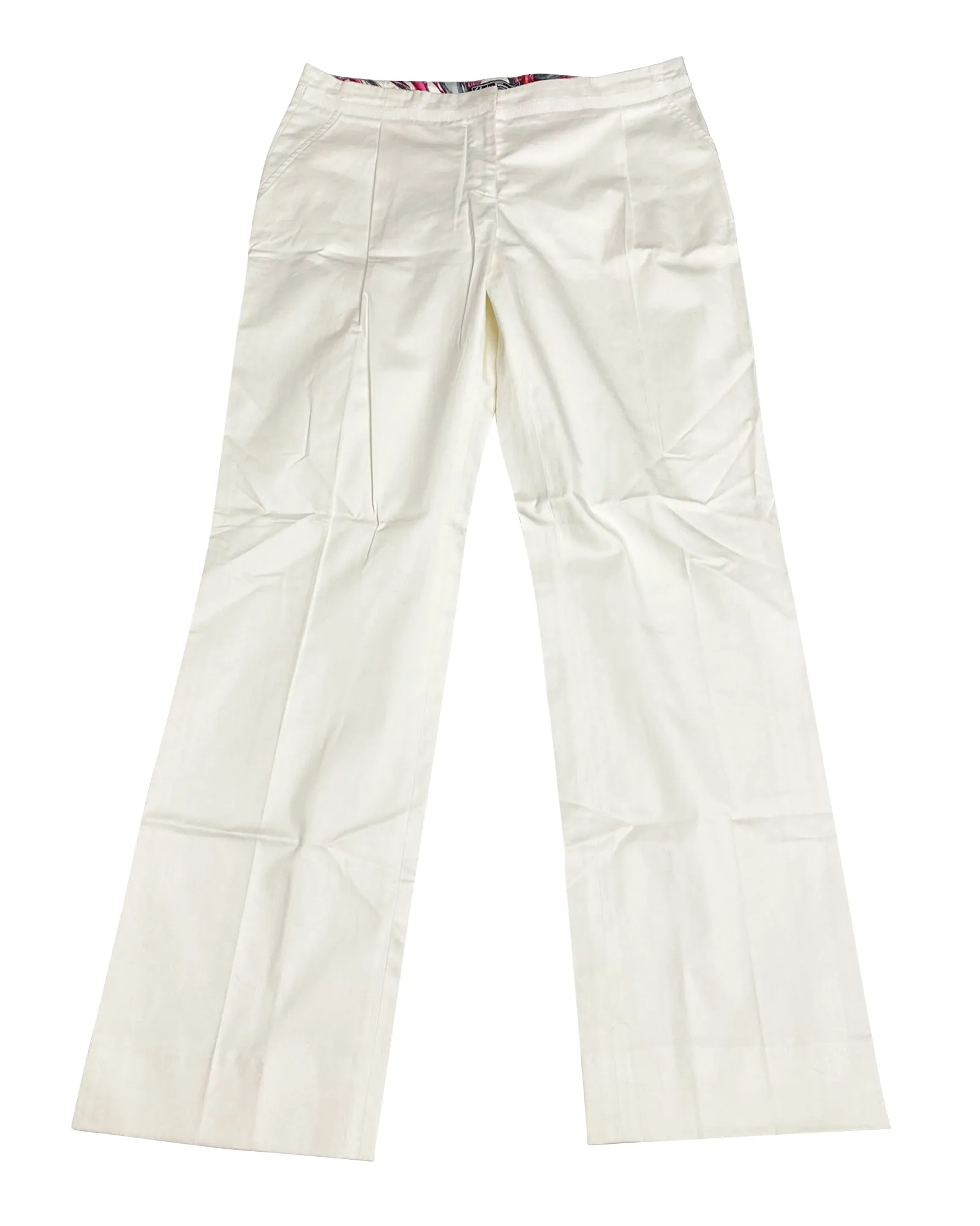 Salvatore Ferragamo White Trousers in White Silk