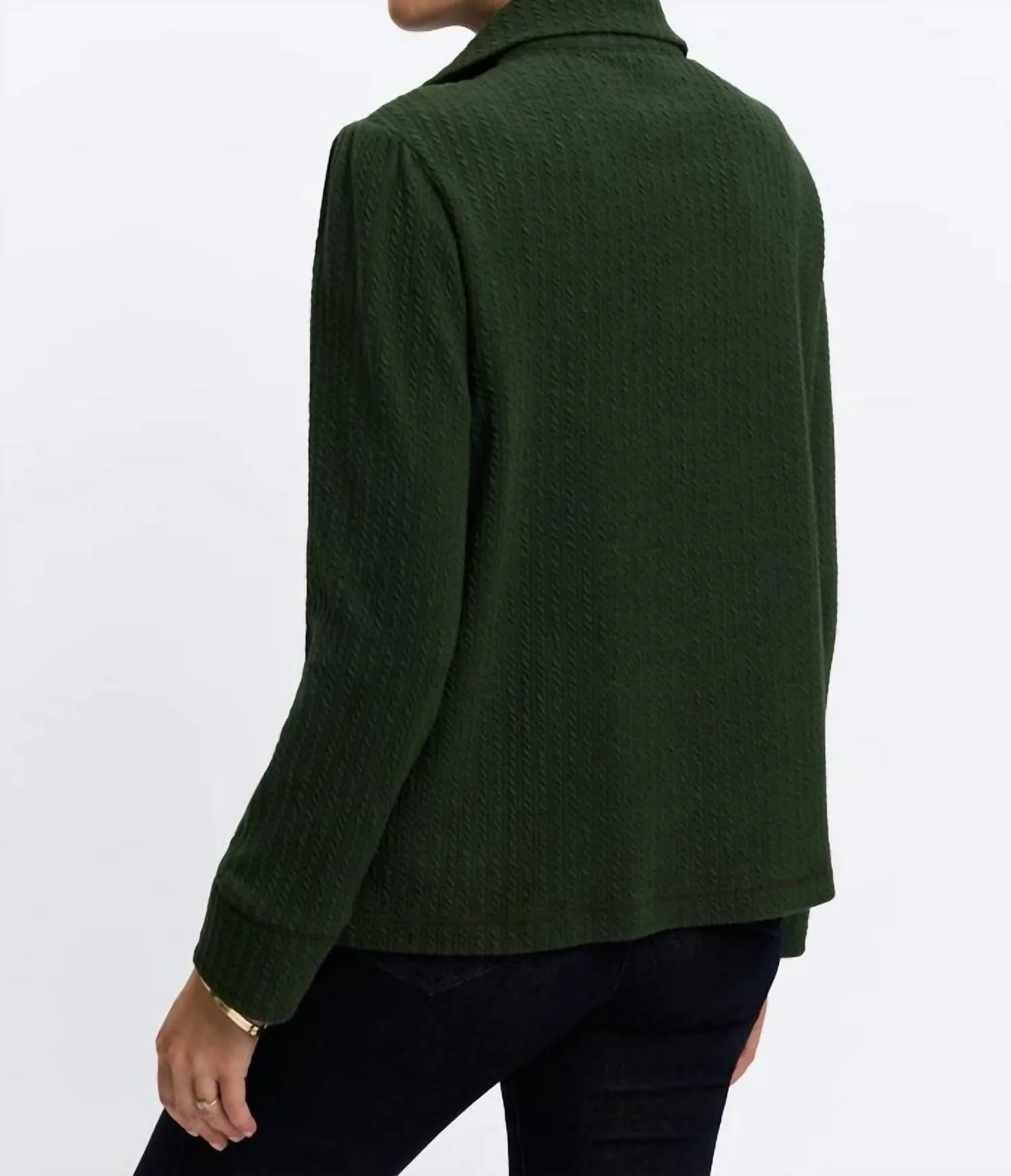 Sammy Cable Knit Long Sleeve Popover Sweater In Dark Green