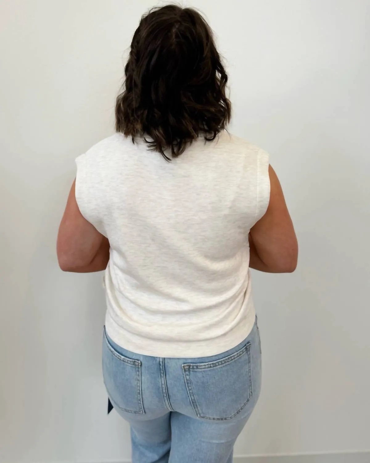 Sarah Half- Zip Sleeveless Sweater In Sand