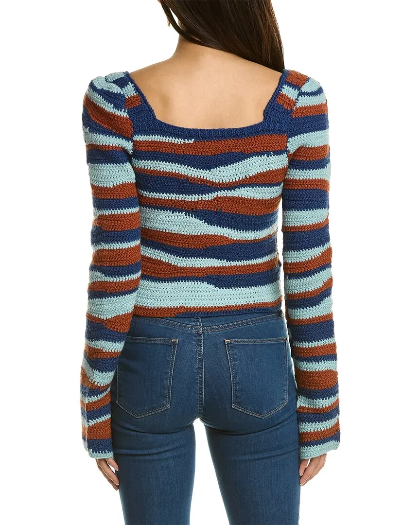 SEA NY Wavey Crochet Wool Sweater