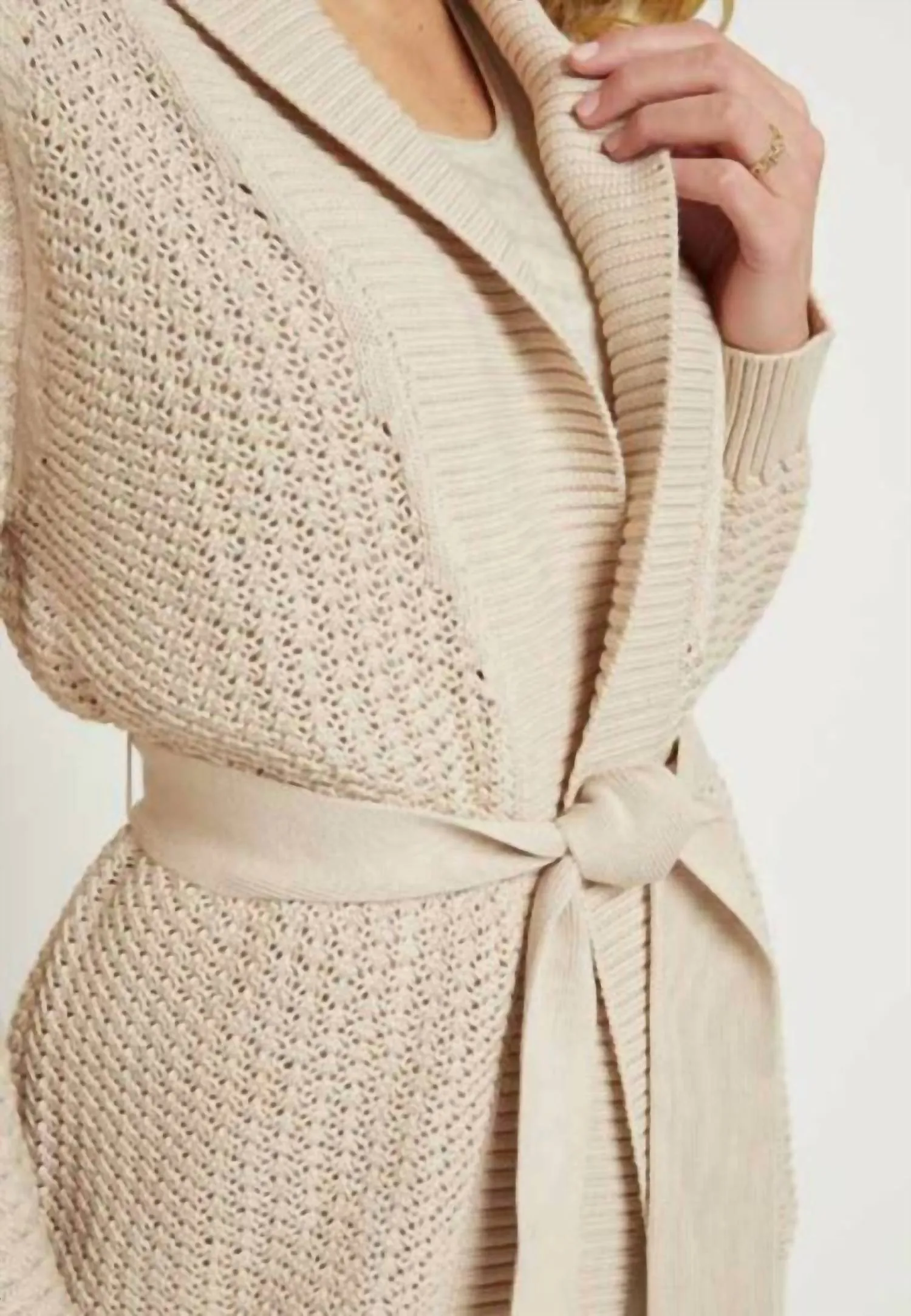 Shawl Cardigan In Sand