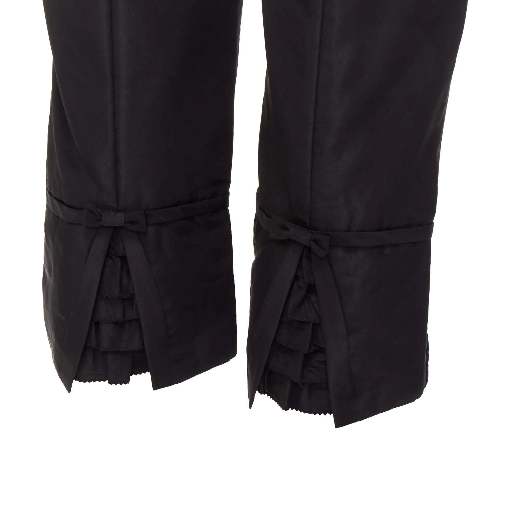 Shiatzy Chen Acetate Blend 3D Cut Back Slit Padded Cropped Pants