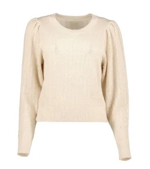 Sienna Puff Sleeve Metallic Sweater In Pearl