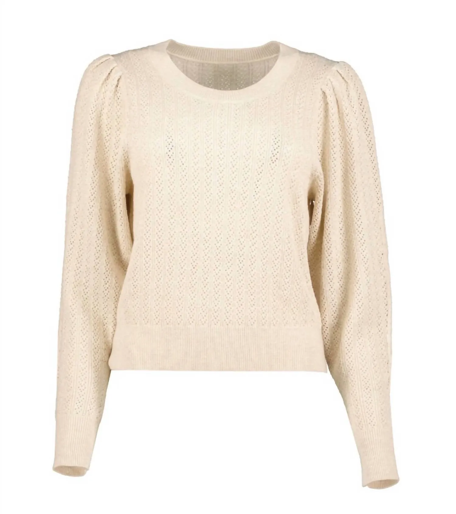 Sienna Puff Sleeve Metallic Sweater In Pearl