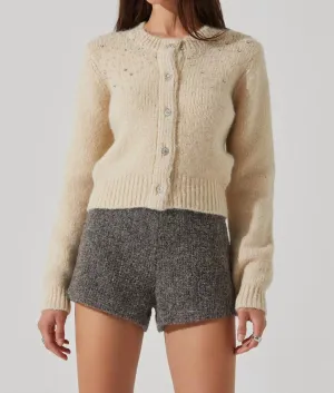 Sigourney Embellished Cardigan In Butter