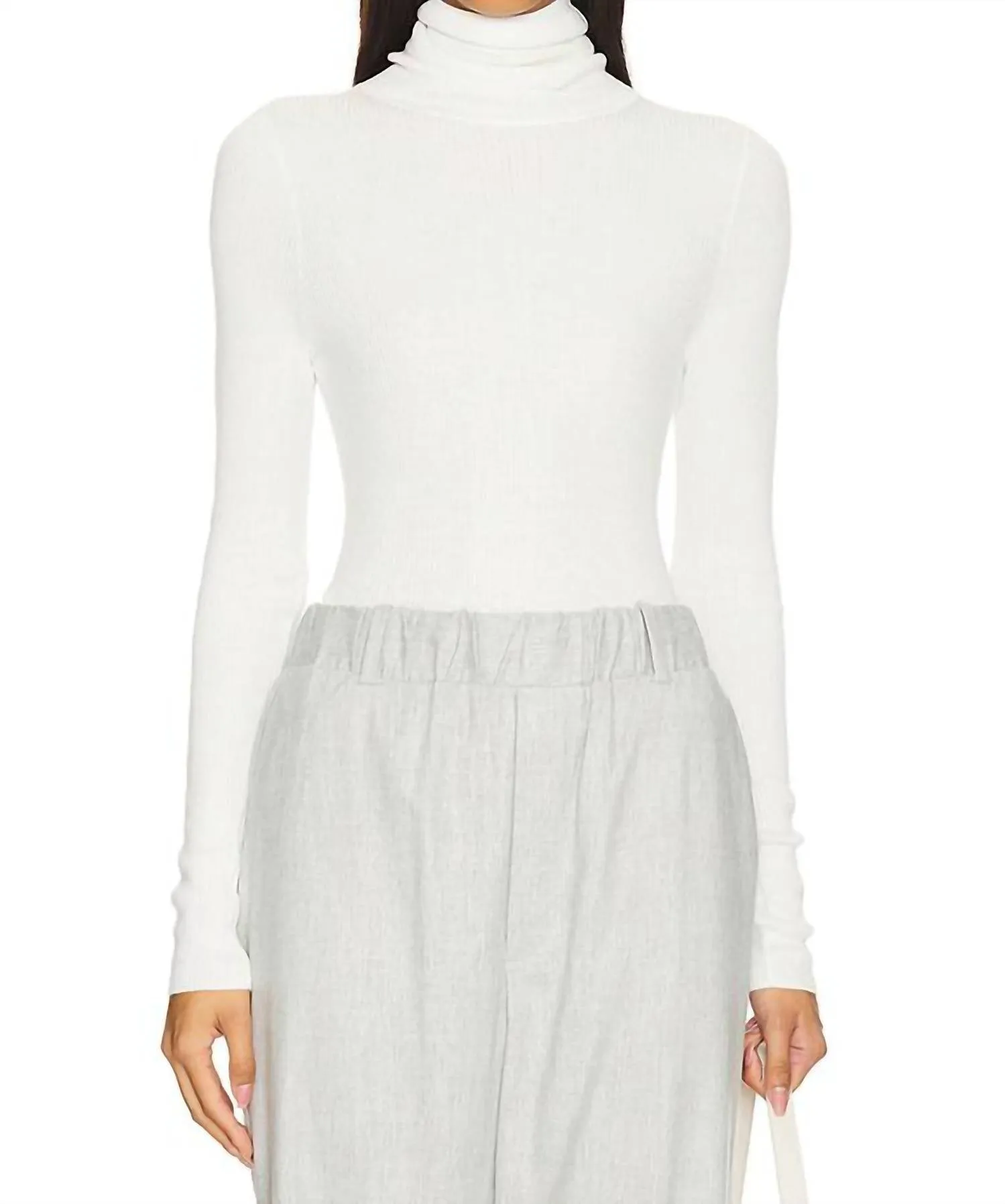 Silk Sweater Layering Turtleneck In Off White