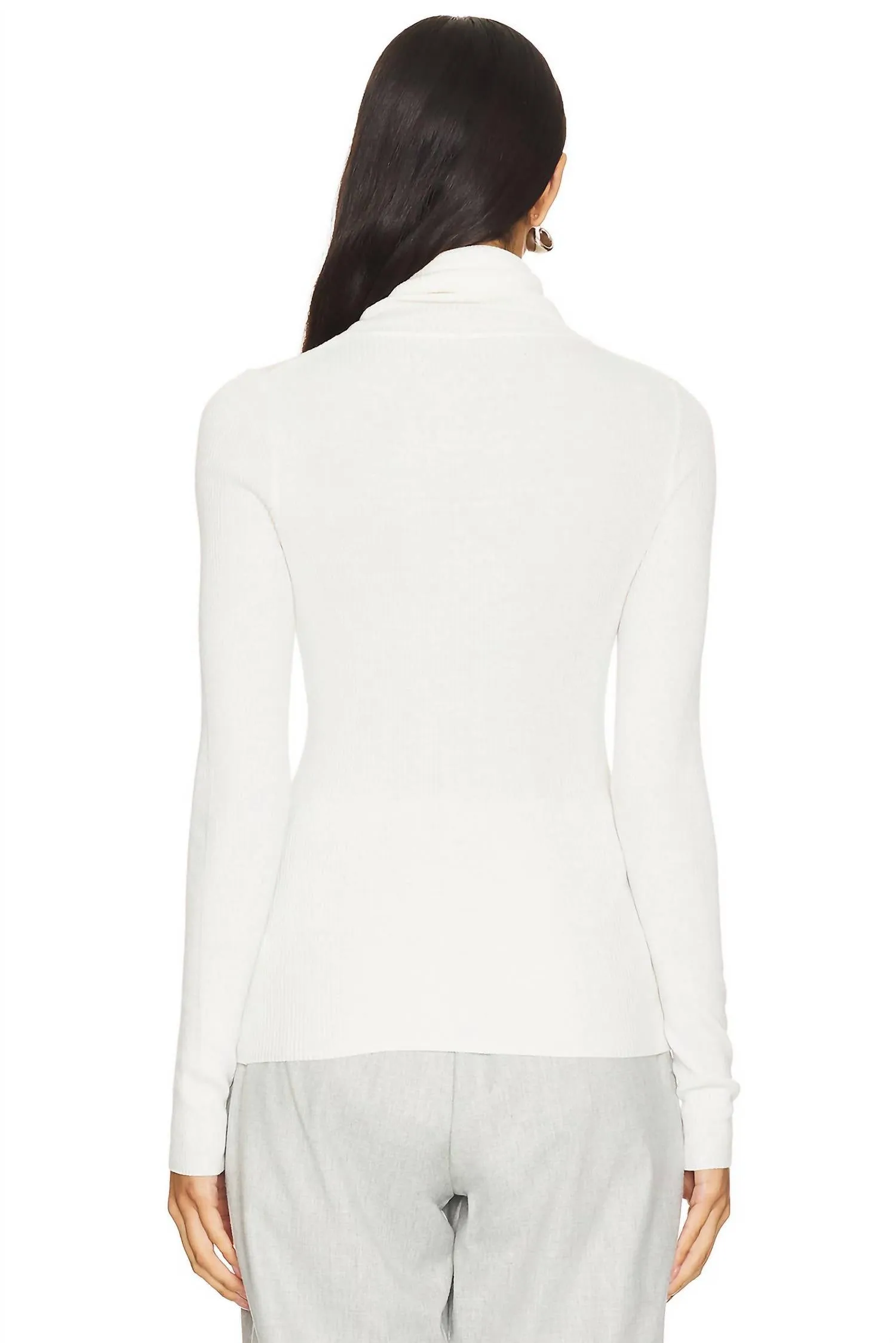 Silk Sweater Layering Turtleneck In Off White