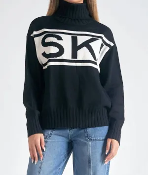 Ski Turtleneck Sweater In Black/cream