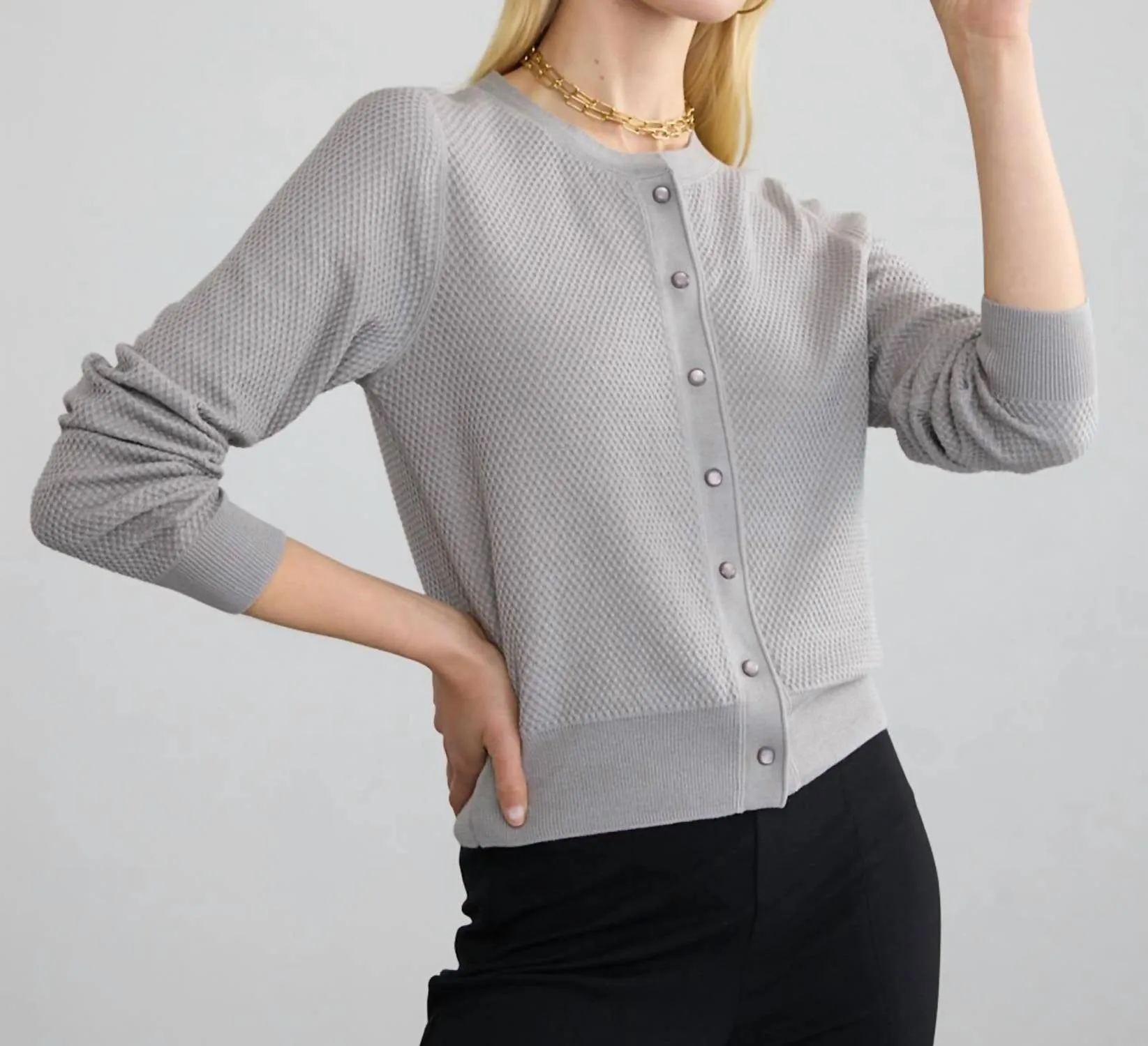 Snap Cardigan In Grey