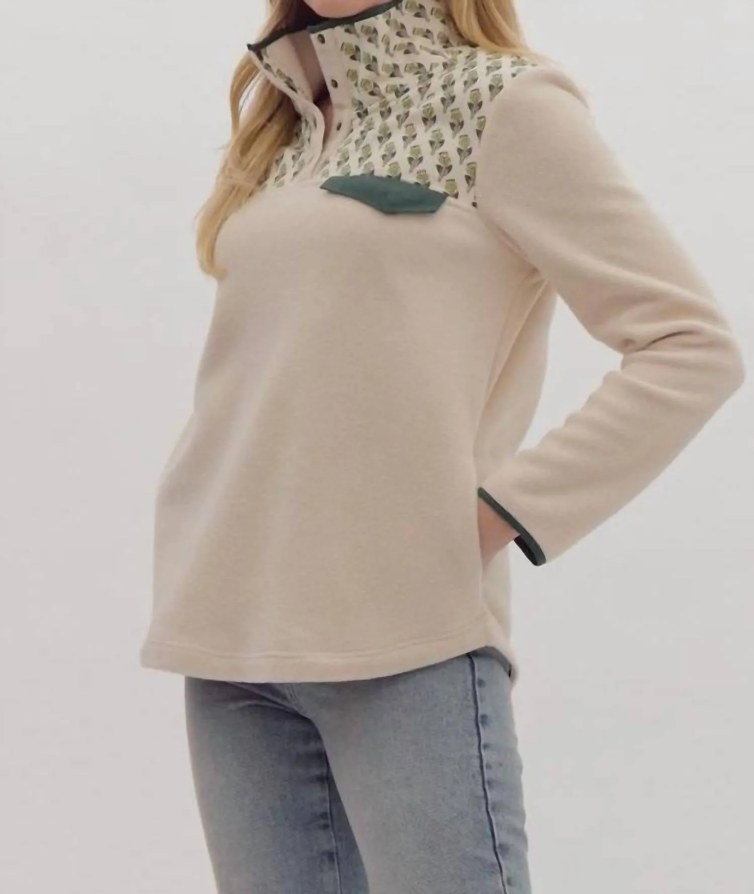 Snap Your Fingers Pullover In Beige