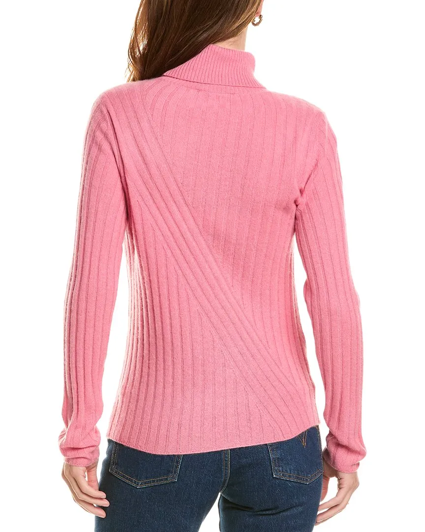 sofiacashmere Directional Rib Turtleneck Cashmere Sweater