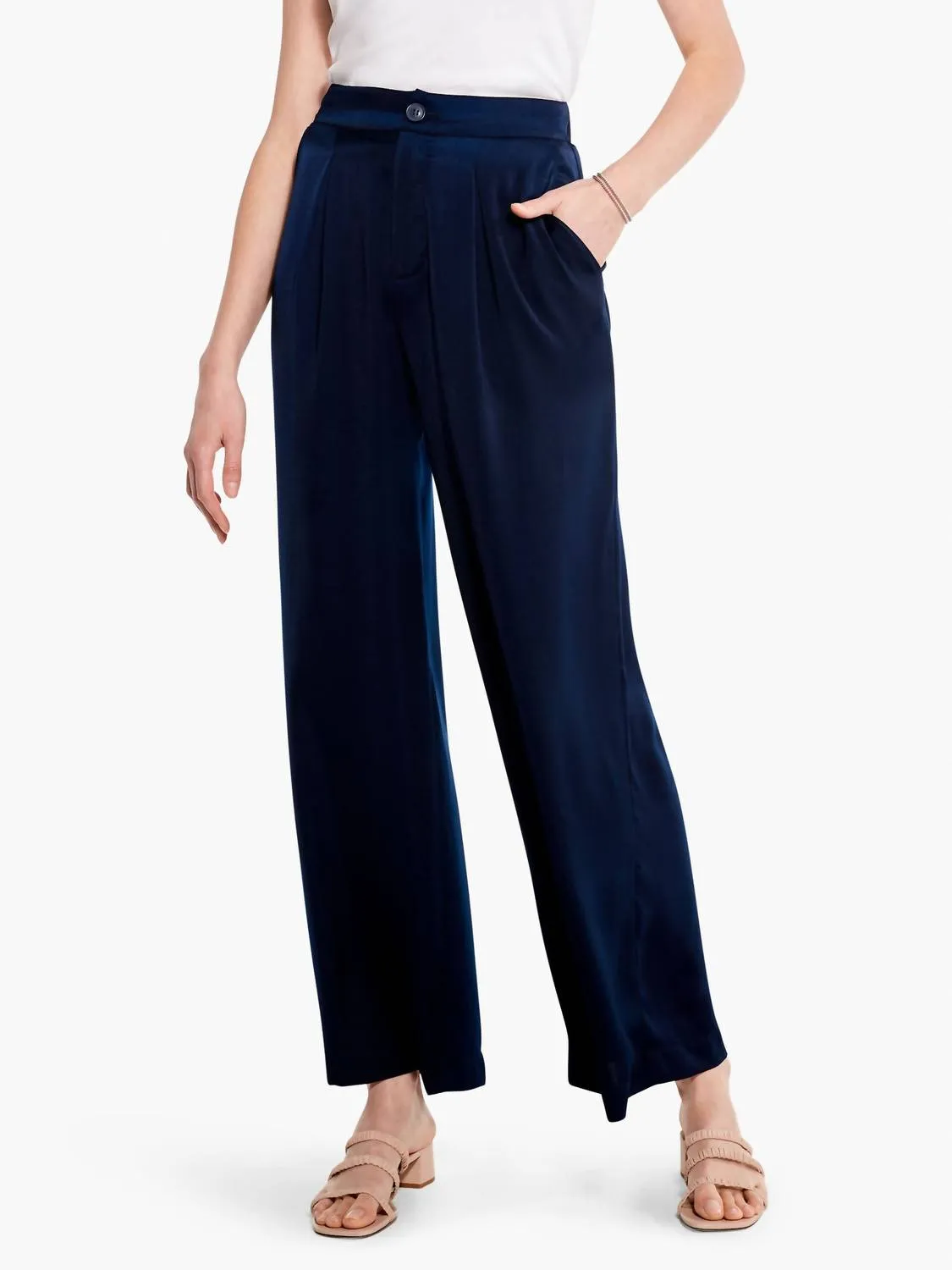 Soft Drape Wide-Leg Pant In Dark Indigo