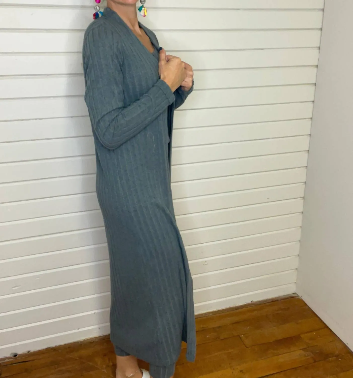 Sondra Duster Cardigan In Blue