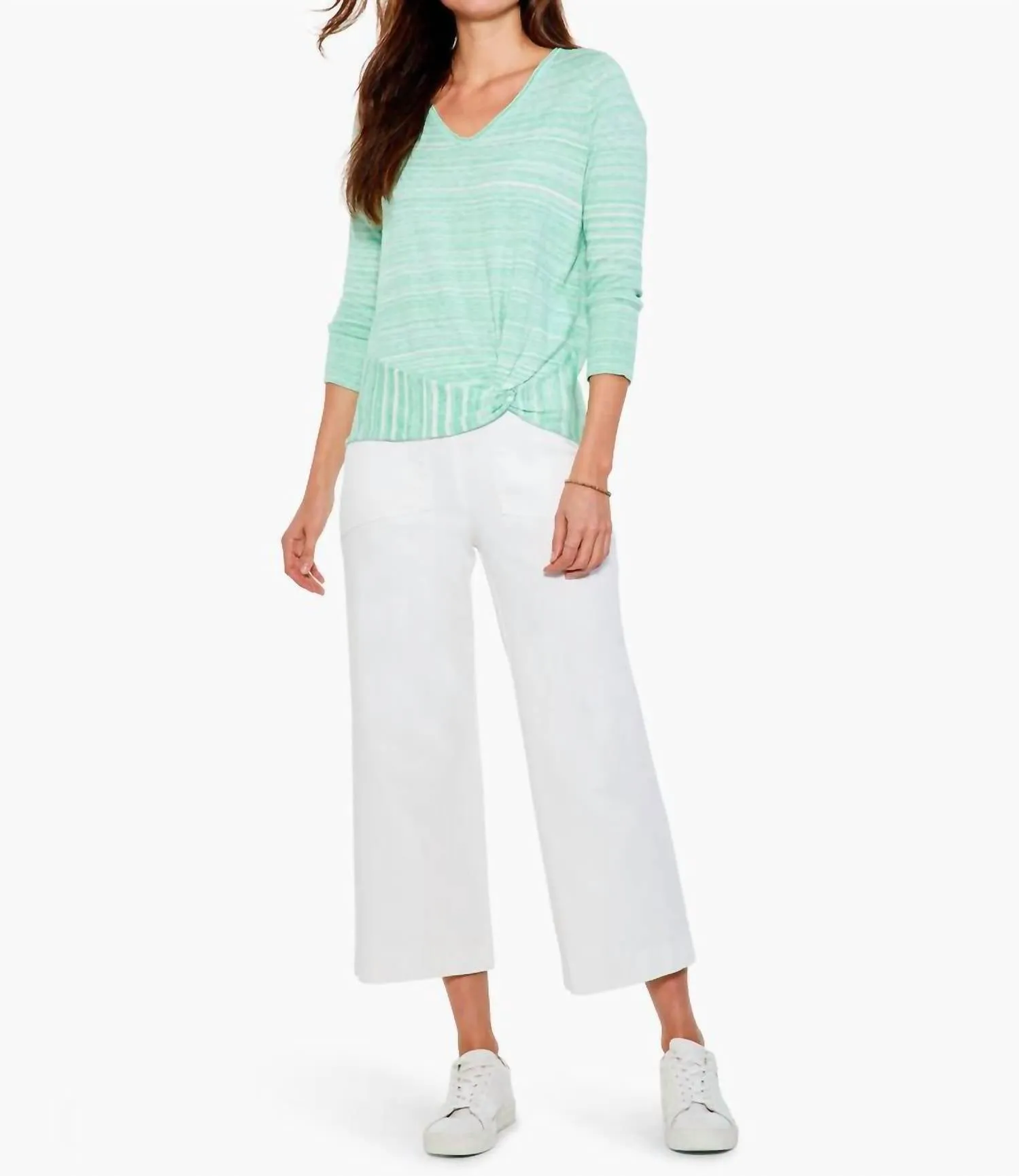 Spacedye Vital Twist Sweater In Green Mix