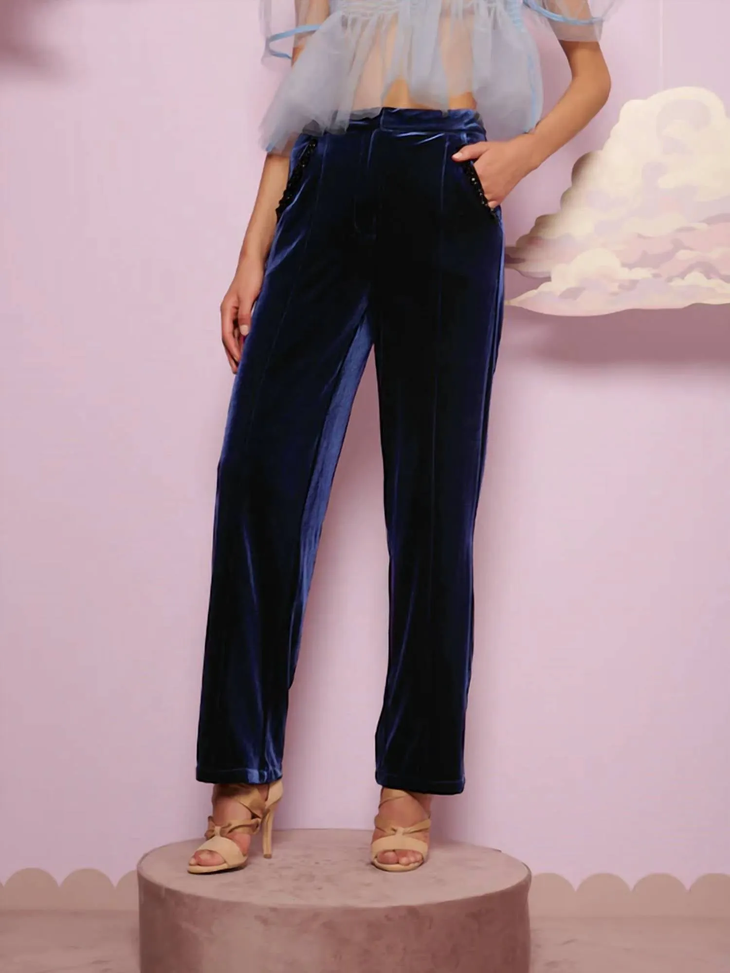 Spell Velvet Trouser In Navy