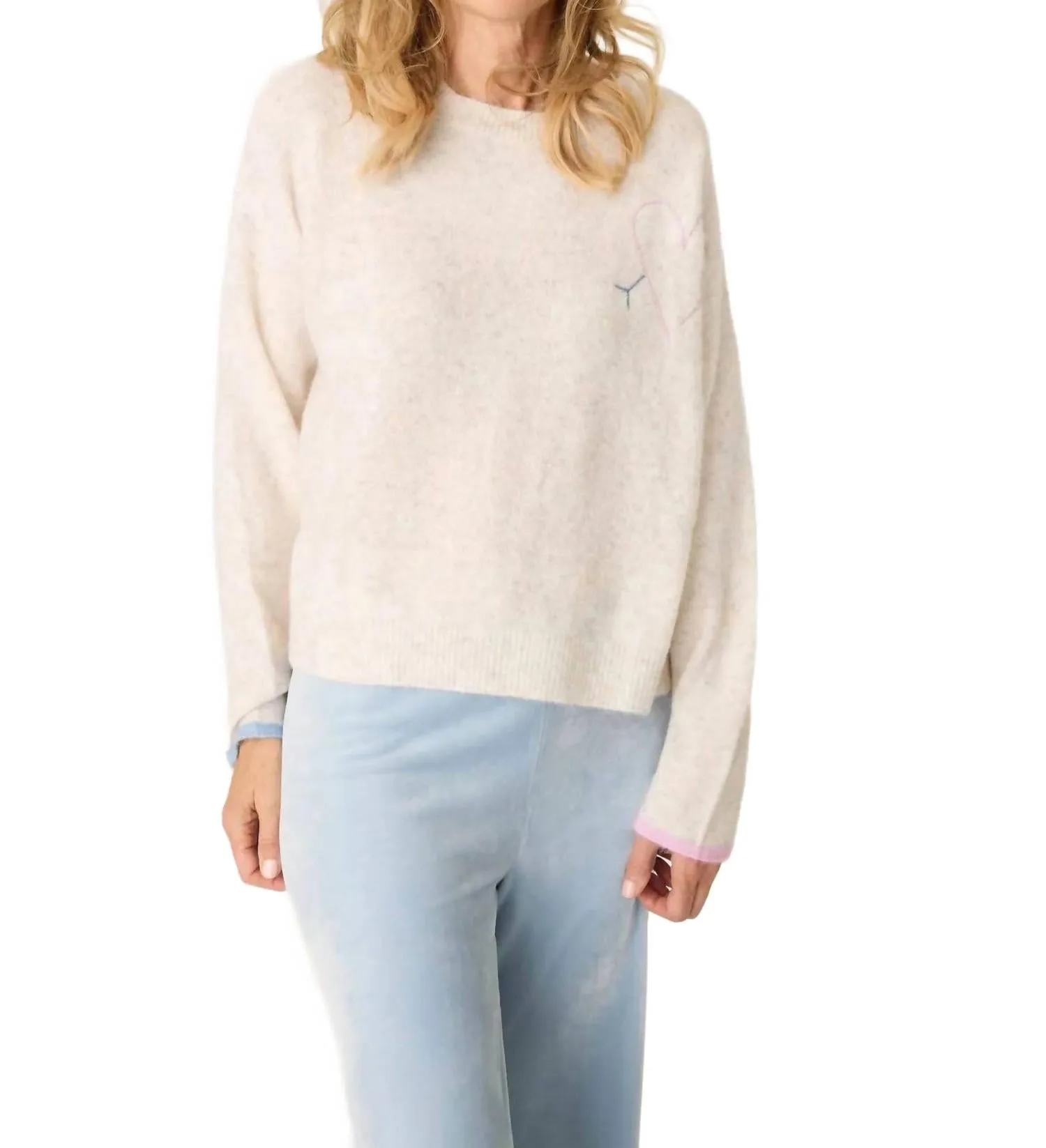 Spread Love Long Sleeve Sweater In Oatmeal
