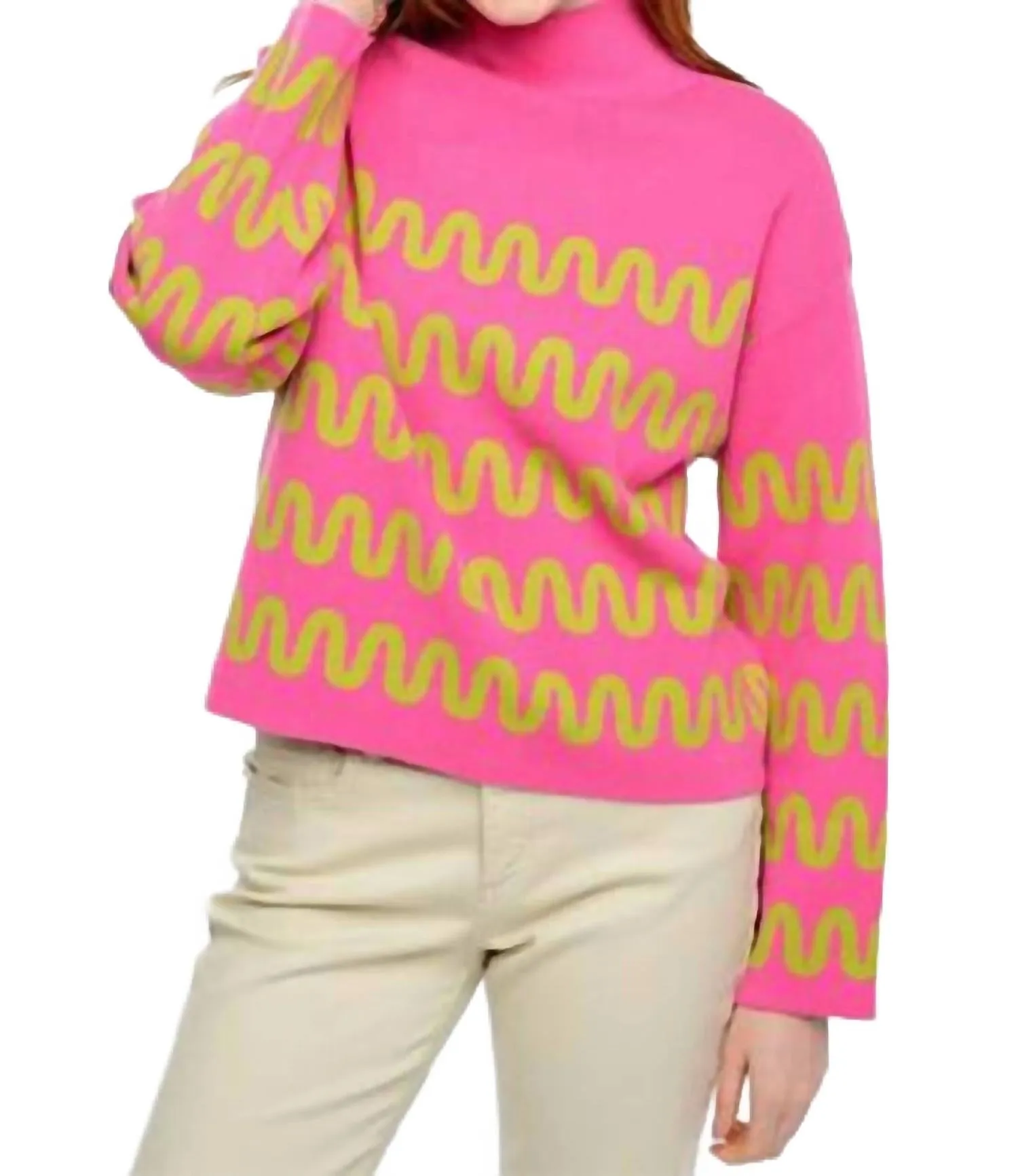 Squiggle Sweater In Hot Pink