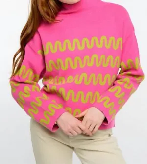 Squiggle Sweater In Hot Pink