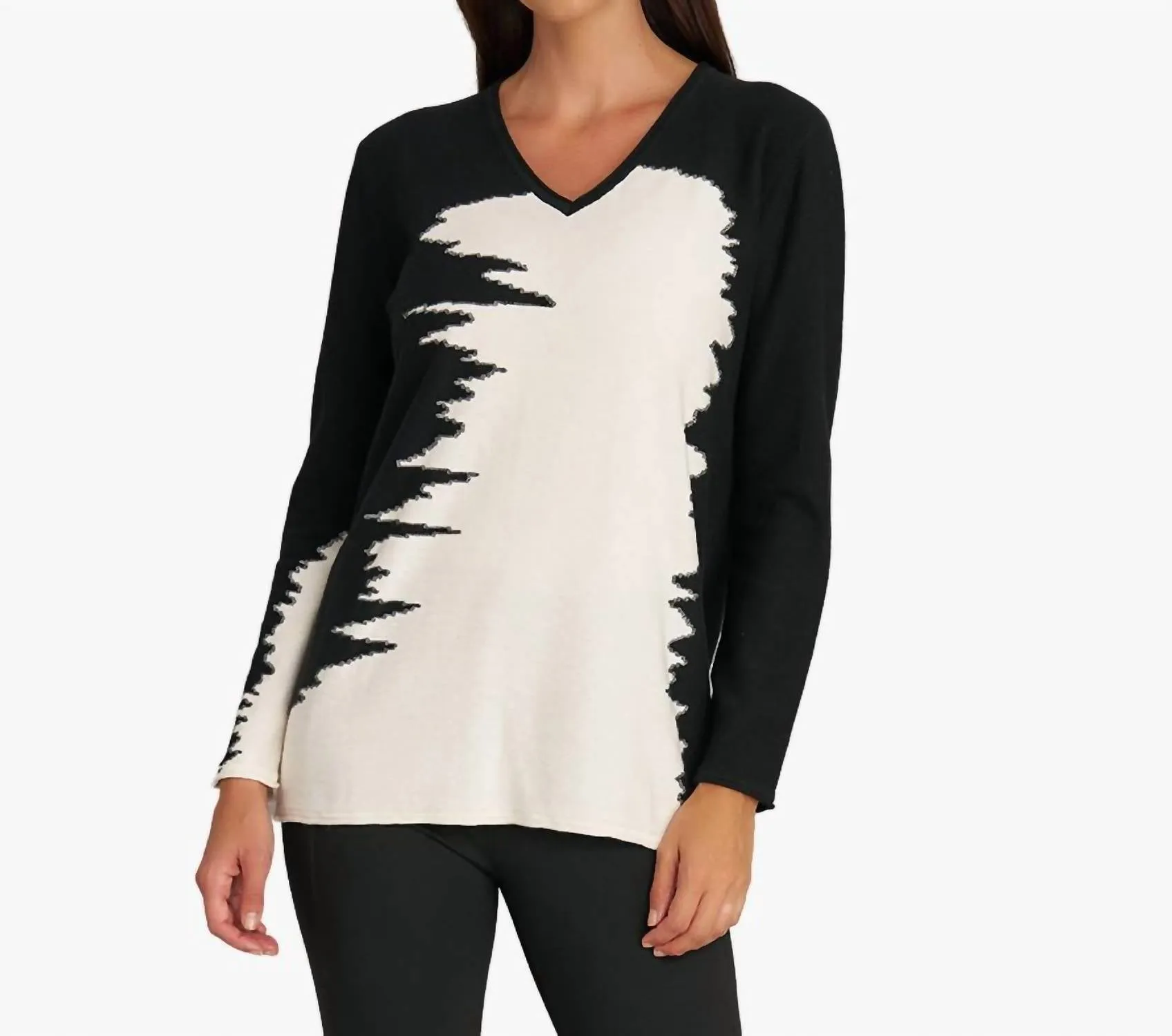 Statement Sweater In Black/ Ivory