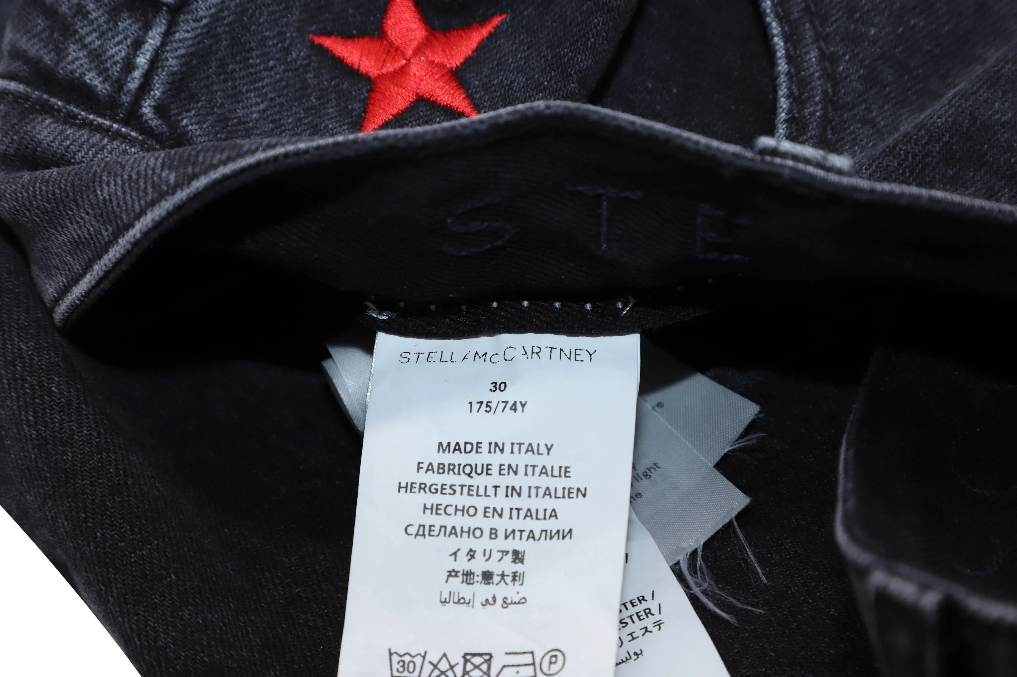 Stella McCartney Raw Hem Jeans in Black Cotton Denim