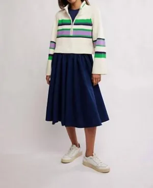 Striped Greta Half Zip Sweater In Sugar Swirl Combo