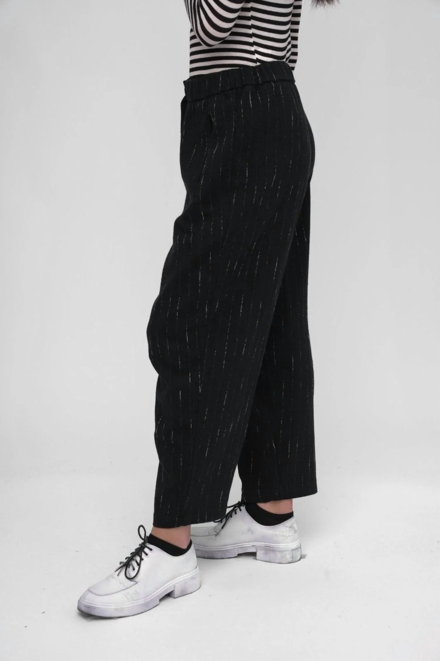 Striped Wide Leg Pant In Black