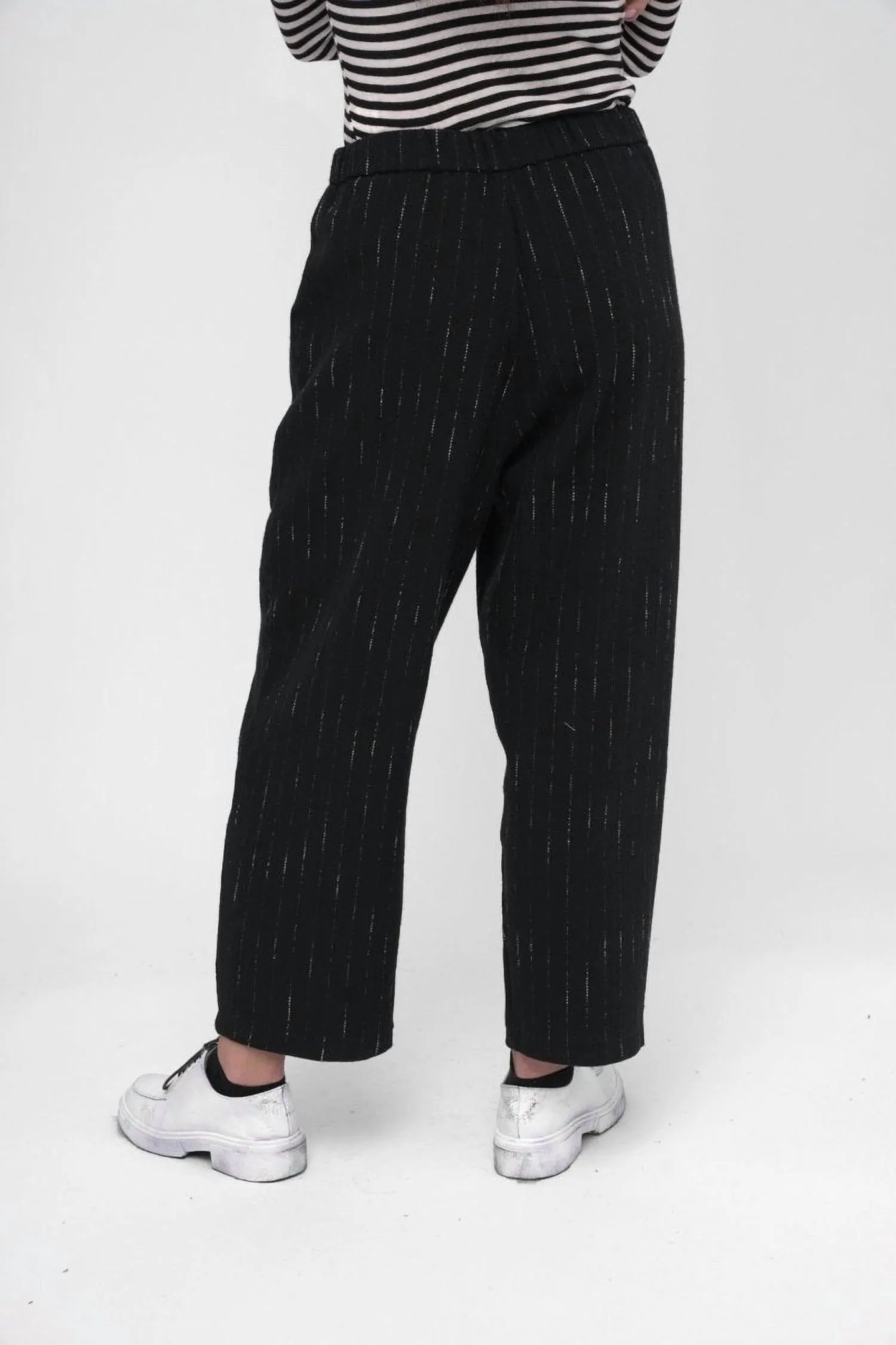 Striped Wide Leg Pant In Black